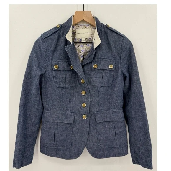 Banana Republic Linen Denim Blazer Jacket - Picture 1 of 10